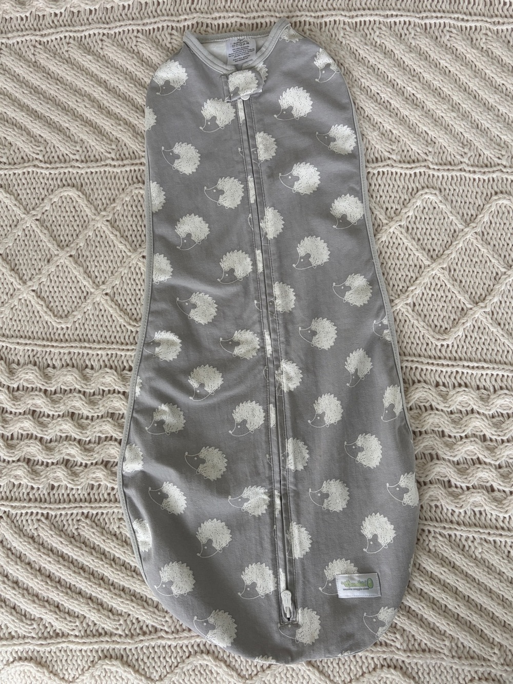 Woombie Gray Hedgehog Zip Sleep Sack/Swaddle